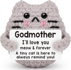 Godmother Gift from Godchild, Birthday Gifts for Godmother from Goddaughter Godson Emotional Support Crochet Cat Cute Stuff Thing Handmade Positive Crochet Christmas Stocking Stuffers