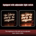 You Belong Among The Wildflowers Neon Sign for Wall Decor Dimmable Warm White LED Letters Neon Light for Living Room Garden Art Wall Neon Decor Personzalized Gift(16.5 * 12.6In)