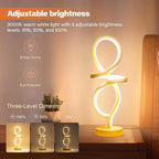 Mayful Modern LED Spiral Table Lamp, RGB Wood Grain Bedside Light with 7 Colors 10 Modes, Touch Dimmable Nightstand for Bedroom Living Room Home Office, 15W
