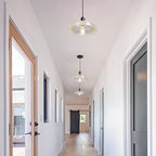 Glass Pendant Light Fixtures - Vintage Pendant Lights Kitchen Island, Hanging Light Fixture for Dining Room, Small Pendant Light for Bedrooms, Black Pendant Lights for Bathroom