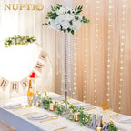 NUPTIO Silver Vases for Centerpieces Wedding - 10 Pcs 39.4in Tall Vase for Tables - Flower Stand Chandelier for Weddings