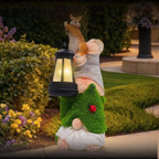 Garden Gnome Statues Decor with Solar Lights, Outdoor Decorations for Yard Porch Lawn Balcony Patio, Housewarming Gifts