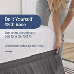 Wrap Around Dust Ruffle Bed Skirt - Dark Grey - for King Size Beds with 12 Inch Drop - Elastic Strap - Adjustable Pleated Bedskirt with Brushed Fabric and Wrinkle Free - for Women, Men, Kids & Teens