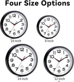 Atomic Wall Clock 12 Inch, Modern Clock Battery Operated Classic Analog Decorative for Kitchen, Living Room, Office, Bedroom, Bathroom (Black)