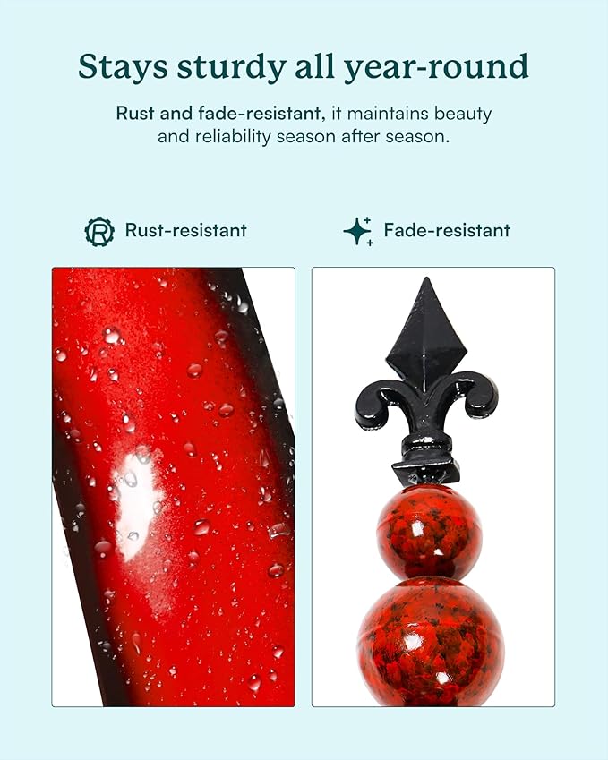 Yard Garden Wind Spinners - 91" Height Extra Large Wind Spinners Outdoor Metal, Kinetic Wind Sculptures for Lawn Patio Garden Decor (Burgundy Lotus)