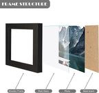 4x4 Black Picture Frames set of 3, Made of Wooden and Real Glass Small Square frame - Display on Table Desk Top or Wall Hanging