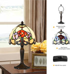 TL0010 Tiffany Lamp Rose Flowers Design Stained Glass Table Lamp 8" D x 14.25" H for Living Room Bedroom Bedside Nightstand Home Office, LED Buld Included (Rose Flower)