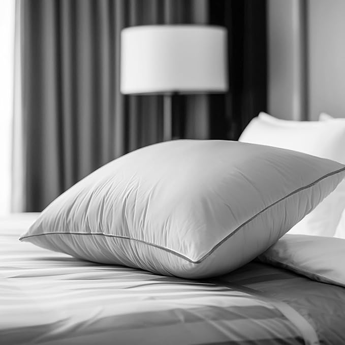 Hotel Grand Luxury White Goose Feather Down Pillow Medium Firm Hypoallergenic Bed Pillow Queen Size Upgrade Hotel Collection Fluffy Pillow for Sleeping, 28"x20",1 Pack