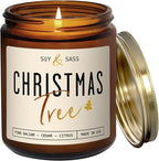 Christmas Tree Candles, Christmas Candles Scented - 'Christmas Tree' Soy Candle w/Balsam, Cedar & Citrus - Infused with Essential Oils I Balsam Pine Candle I 9oz, 50Hr, USA Made