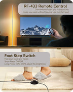 EDISHINE LED Standing Floor Lamp, Dimmable Corner Standing Light with Remote, 3 Color Temperature 3000K-4500K-6000K, 57.5" Modern Floor Lamps for Living Room, Bedroom, Office, Silver