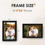 FIXSMITH 4x6 Picture Frame Set of 6, 4x6 Photo Frames with HD Plexiglass for Wall Hanging or Tabletop Display, Black
