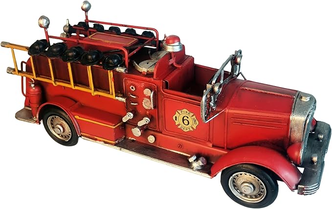 Fire Truck American Antique Decorative Firetruck Model Statue Figurine Retro Style Handcraft Gifts Collectibles…
