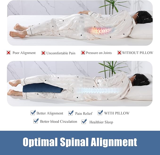 ROYALAY Half Moon Bolster Knee Pillow for Legs, Knees, Lower Back and Head, Adjustable Semi Roll Round Lumbar Support Pillow for Bed Sleeping, Health Large half moon pillow for Reduce Pressure,blue