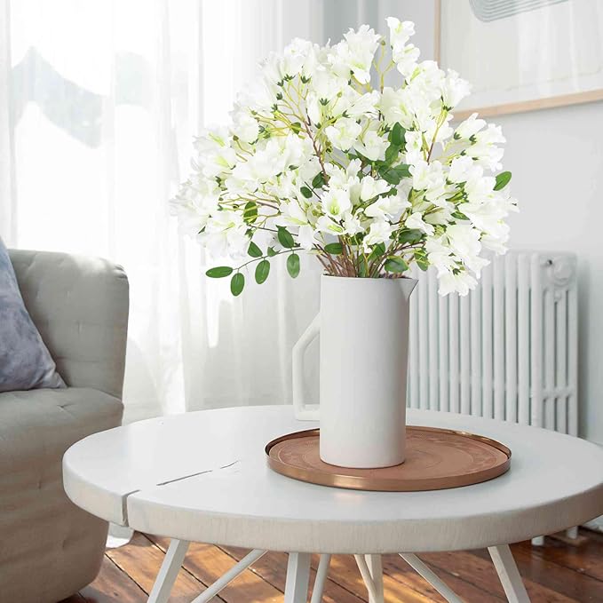 IPOPU 4Pcs Faux White Artificial Delphiniums, 24.8 Inch Long Stem Artificial Jacaranda Flowers for Tall Vases, Fake Delphiniums for Artificial Flower Arrangements, Home Party Decorations