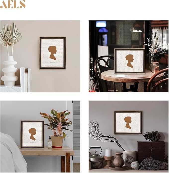 AELS 8x10 Inch Vintage Picture Frame, Elegant Antique Photo Frames with Glass Front, Photo Display, Tabletop Wall Hanging, Gift Ideas, Black with Gold Trim