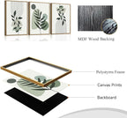 Bwodke Boho Wall Art, Framed Abstract Wall Art, Botanical Canvas Wall Decor, Mid Century Line Leaf Geometric Pictures Set of 3, Minimalist Paintings, for Bedroom Living Room Bathroom 12"x16"