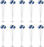 NUPTIO Silver Vases for Centerpieces Wedding - 10 Pcs 39.4in Tall Vase for Tables - Flower Stand Chandelier for Weddings