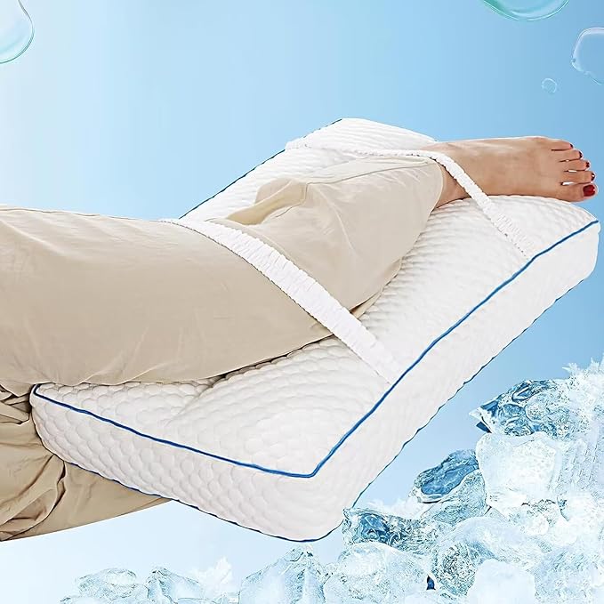 HOMBYS Cooling Knee Pillow for Side Sleepers with Straps-4 in Thick Leg Pillow for Spine Alignment, Lower Back Pain Relief - Pillow Between Legs Supportive and Breathable