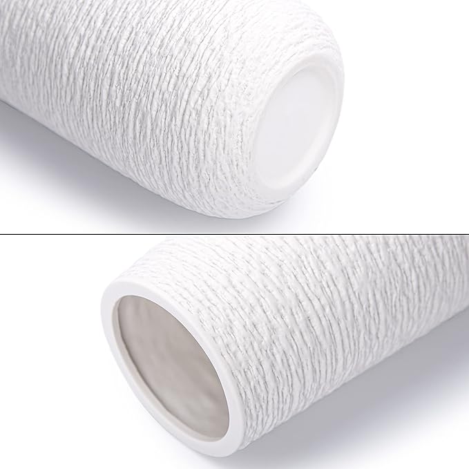 D'vine Dev 12 Inch Textured White Elegant Oval Ceramic Vase for Flowers, Home Décor Vase with Design Box, VS-LD-C-1