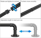 Industrial Curtain Rods, 2 Pack 1 Inch Heavy Duty Curtain Rods, Indoor/Outdoor Curtain Rod, Wrap Around Blackout Curtain Rod, Rustic Black Drapery Rods for Windows 36 to 72 inch