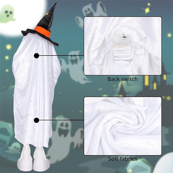Halloween Decorations Ghost Decor Light-Up Color-Changing Spooky Ghost Porch Decorations Trick or Treater with Candy Pocket, Ghost Halloween Decor for Yard Lawn Home Indoor Outdoor 1PACK 38" H