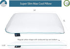 Bluewave Bedding Super Slim CarbonBlue Max Cool Gel Memory Foam Pillow for Stomach and Back Sleepers - Thin, Flat Design with Advanced Cooling (3.25-Inch Height, Standard Size)