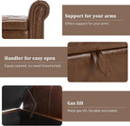 Furniliving 55” End of Bed Bench, Bedroom Bench with Button-Tufted, Large Upholstered Storage Ottoman Entryway Bench with Storage Shoe Cabinet Bench, for Bedroom, PU, Brown