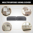PrinceDeco Velvet Couch Cushion Cover Soft Stretch Cushion Slipcover for Chair Loveseat Sofa Cushion Furniture Protector Seat Cushion Sofa Cover (2 Piece Large Sofa Cushion Covers, Grey)