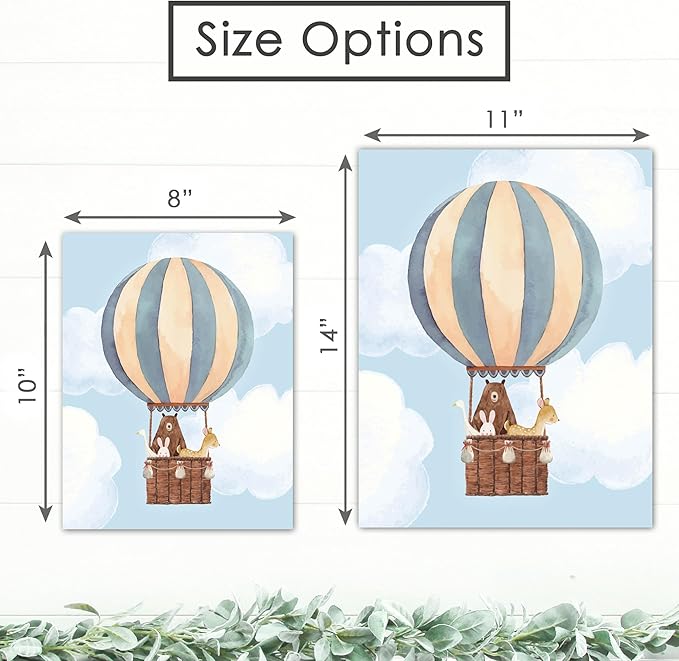 Hot Air Balloon Art Prints (Set of 3) - Unframed - 11x14 | Nursery Wall Decor | Elevate Your Nursery Decor with this Charming Wall Decor | Modern Wall Decor for Your Little One's Room