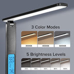 LAOPAO Desk Lamp with Wireless Charger: USB Charging Port, Table Lamp with Clock, Desk Lamps for Home Office College Dorm Room Essentials