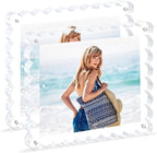 acrylic photo frame- 2Pack Scalloped Picture Frames 8×10 Inch, 15+15mm Thick BlockClear Glass Photo Frame with Thick Block | Modern Home Gift Set (2 Pack, 8X10)