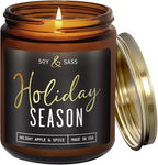 Holiday Candles, Christmas Candles Scented – ‘Holiday Season’ Soy Candle, w/Apple, Cinnamon & Clove - Infused with Essential Oils I Holiday Candle I 9oz, 50Hr, Made in USA