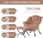 Cozy Lazy Chair and Ottoman, Large Contemporary Accent Lounge Chair Set, Leisure Upholstered Reading Armchair for Bedroom, Living Room, Dorm Rooms, Office