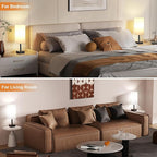 Bedside Table Lamps Set of 2 - Small White Bedroom Lamps with 3 Color Temperatures (3000K/5000K/4000K), Square Nightstand Lamp with USB C + A Charging Ports, Pull Chain Night Light