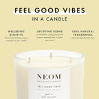 NEOM- Limited Edition Feel Good Vibes Candle |Mother's Day | Gift | Mandarin, Ylang Ylang & Jasmine (3 Wick)
