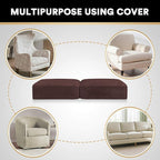 PrinceDeco Velvet Couch Cushion Cover Soft Stretch Cushion Slipcover for Chair Loveseat Sofa Cushion Furniture Protector Seat Cushion Sofa Cover (2 Piece Large Sofa Cushion Covers, Brown)