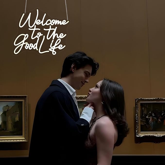 Welcome To The Good Life Neon Sign, Neon Signs for Wall Decor Neon Warm White LED Signs Room Neon Light Up Signs Home Decor for Bedroom Club Party Bar Shop USB Operated
