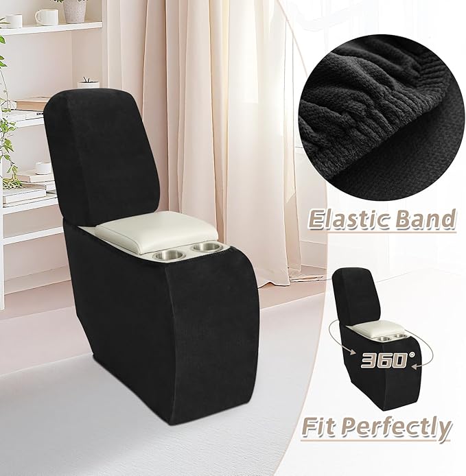 Arfntevss Sectional Recliner Couch Covers Velvet Corner Sectional Sofa Cover for Reclining Couch Stretch Soft L Shape Recliner Slipcover Washable Middle Console Protector (1 Console Cover, Black)