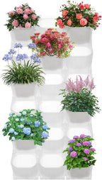12Pieces 3-Pot Wall Planter Vertical Garden Plant Walls Wall Mounted Vertical Planter with Water-Storage Layer Stackable Wall-Mounted Flower Pot for Gardens, Balconies 180.78lbs Total Capacity (White)