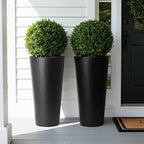 2-Pack 28" Tall Metal Planters - Heavy-Duty Round Flower Pots with Built-in Drainage + Rustic Industrial Finish, All-Climate Deck & Patio Ready Indoor/Outdoor Multi-Scene Garden Vessels