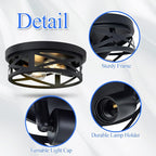 Flush Mount Ceiling Light Fixture,Black 2-Light Hallway Light Fixtures Ceiling,Light Fixtures Ceiling Mount for Farmhouse,Kitchen,Hall (2 Pack)