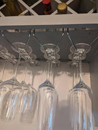10.8 Inch Wine Glass Rack, Under Cabinet Wine Glass Holder, Wine Glass Hangers Under Shelf, Chrome Finish Stemware Rack, Hanging Stemware Holder for Cabinet Kitchen Bar, Set of 4