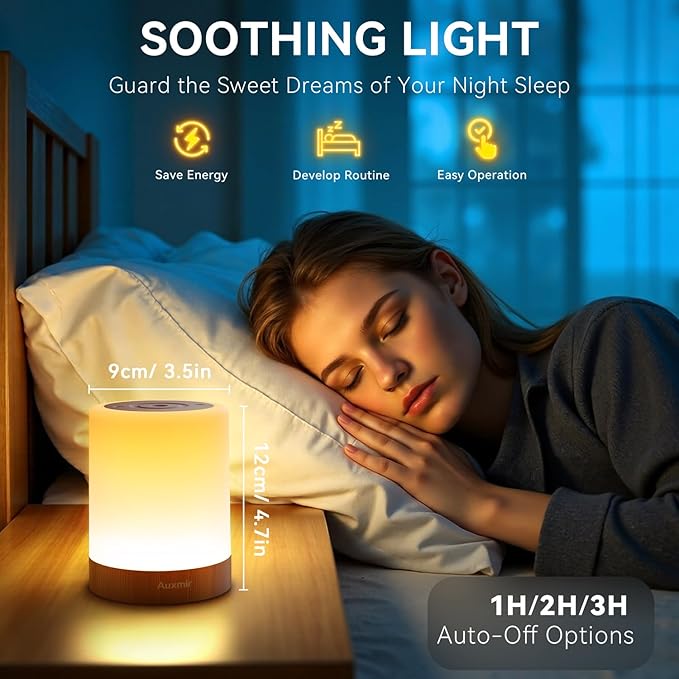 Auxmir Night Light for Kids Baby, Dimmable Touch Lamp for Nursery, 11 RGB Colors 5 Brightness, Portable Rechargeable Bedside Table Lamp for Nightstand, Kids Night Light for Bedroom Living Room