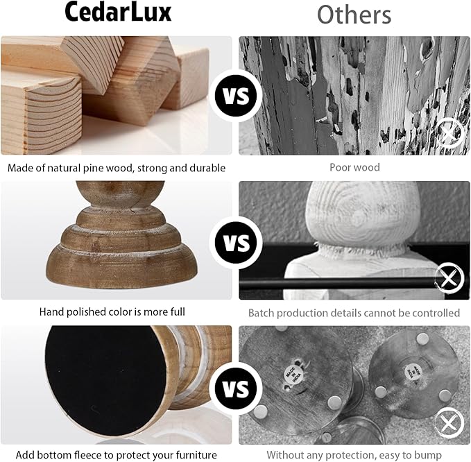 Candle Holder for Pillar Candle Set of 3, Farmhouse Wood Candle Holder, Rustic Wooden Candle Stand, Vintage Small Wooden Candlestick HoldersDecorative for Living Room, Table Centerpiece (Brown)