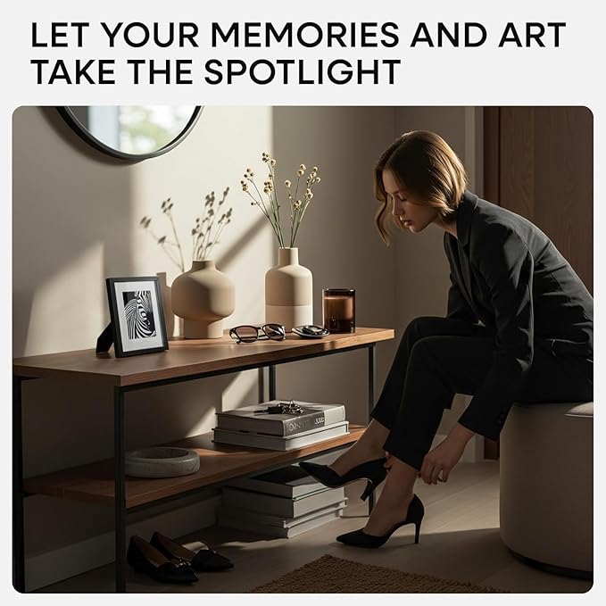 Homeforia 5x7 Picture Frame Black, High End Metal 5 x 7 Black Frames with Mat 4 x 6 for Art, 5x7 Desk Frame Matted to 4x6 inch Photo, 5 by 7 Wall or Tabletop Frames, Tempered Glass, Wall Kit, Set of 1