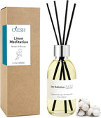 Clesh Reed Diffuser Set, 6.7 oz Linen Scented Diffuser with Sticks, Home Fragrance Reed Diffuser for Bathroom Shelf Decor, Linen Meditation