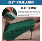 H.VERSAILTEX Velvet Stretch Couch Cushion Cover Plush Cushion Slipcover Cushion Furniture Protector Seat Cushion Sofa Cover (2 Piece Large Sofa Cushion Covers, Vintage Green)