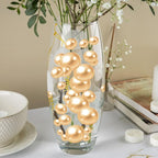 100PCS Light Brown Faux Pearls Beads for Centerpiece Vases, Vase Filler Faux Pearls, No Holes Filler Beads for Party Anniversary Birthday Wedding Table Decor, 14/20/30mm