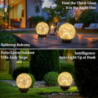 Beautyard Solar Globe Lights Outdoor Large Garden Decor USB Charged 4.72" Diameter 40LED 1000mAh Solar Lights Cracked Glass Globe Power Yard Patio Garden (4.72'' Large 2 Pack Warm White)