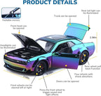 Car Toys for Boys 1/24 Diecast Cars Hellcat SRT Collectibles Model Kit,Pull Back Metal Toy Car with Lights and Sounds,Toy Cars for Boys Age 4-7（Gradient Purple）